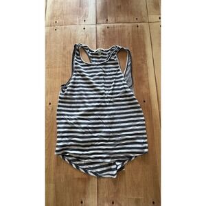 Express One Eleven Womens XS Grey White Striped Racerback Tank Top‎ Scoop Neck